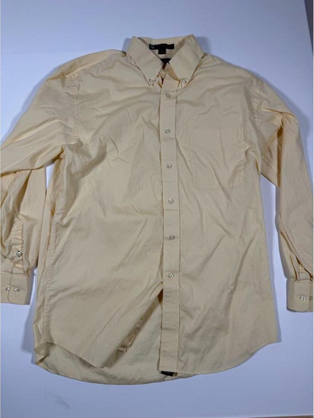 Tommy Hilfiger Men's Yellow Button-Down Cotton Shirt Size 15
